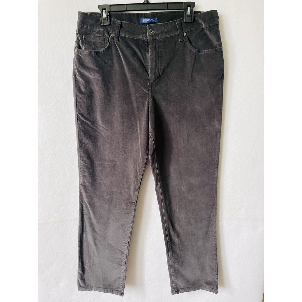 Bandolino Women's BLK Charcoal Pants Size 14 Corduroy Stretch Straight Leg‎ EUC